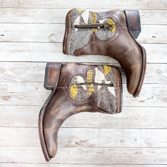 Freebird by Steven Cablo Western Ankle Boots Blanket Brown Leather Size 6 - Picture 6 of 7